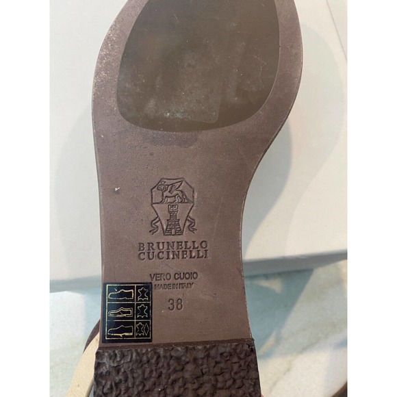 Brunello Cucinelli ankle sandal Designer Leather sz 38/8 Italy Brown $1080 Saks - Picture 5 of 9